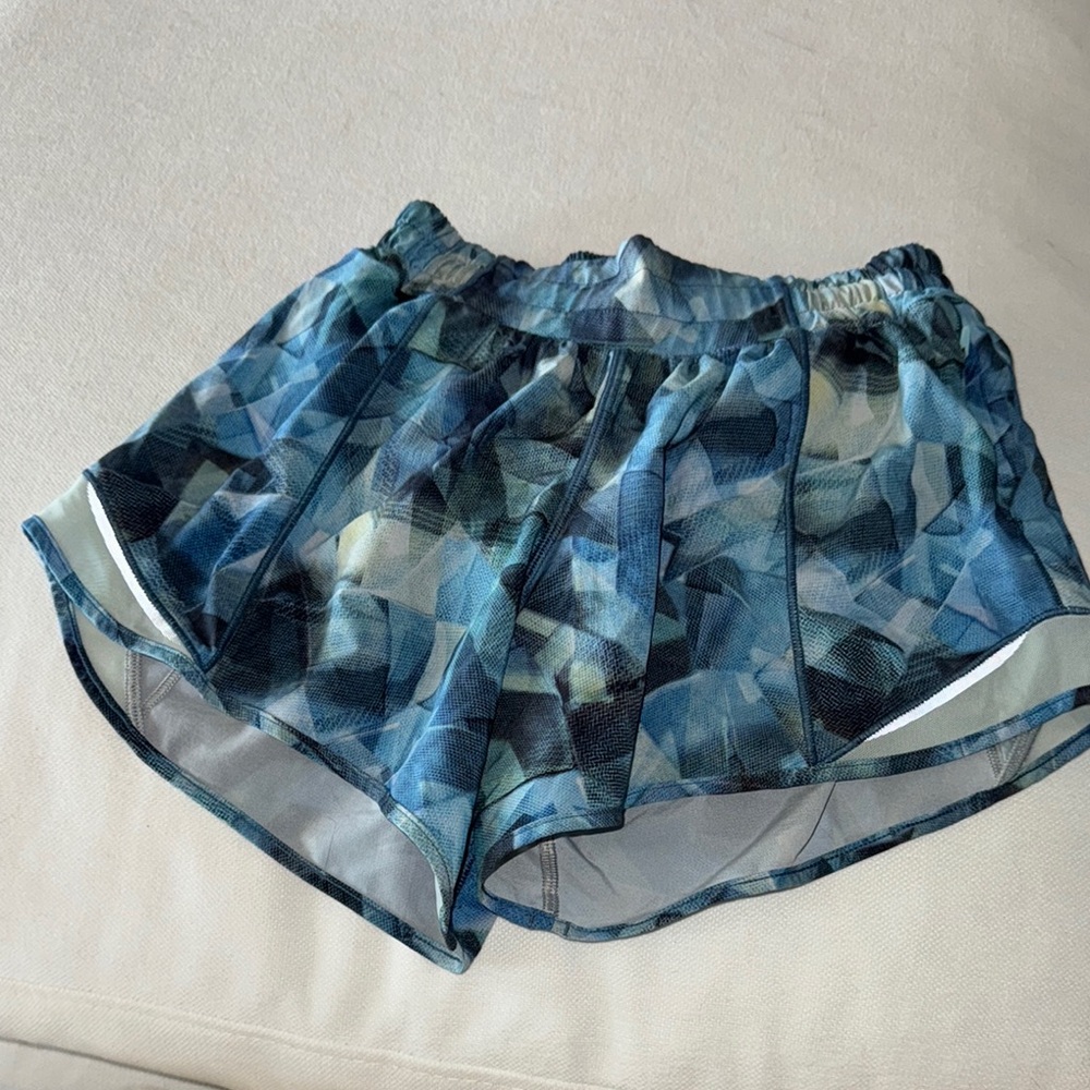 Lululemon Blue Athletic Shorts with Camouflage Design